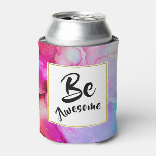 Rafraîchisseur Pour Canette Awesome rose et turquoise Aquarelle Abstraite