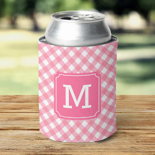 Rafraîchisseur Pour Canette Baby Pink En vichy Personnaliser Monogramme