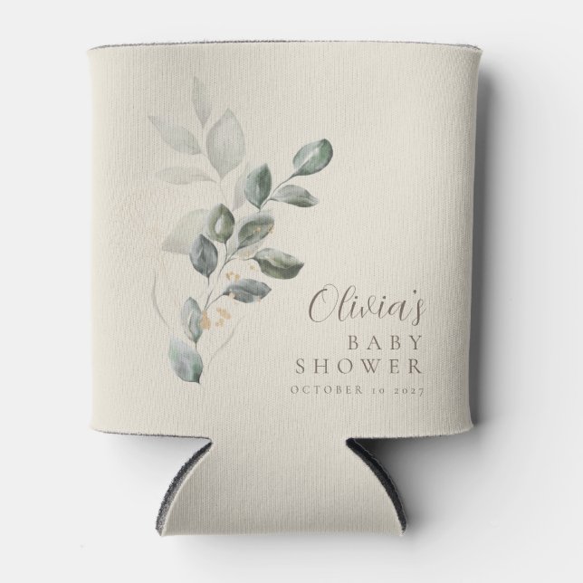 Rafraîchisseur Pour Canette Baby shower de verdure minimaliste sur mesure (Devant)