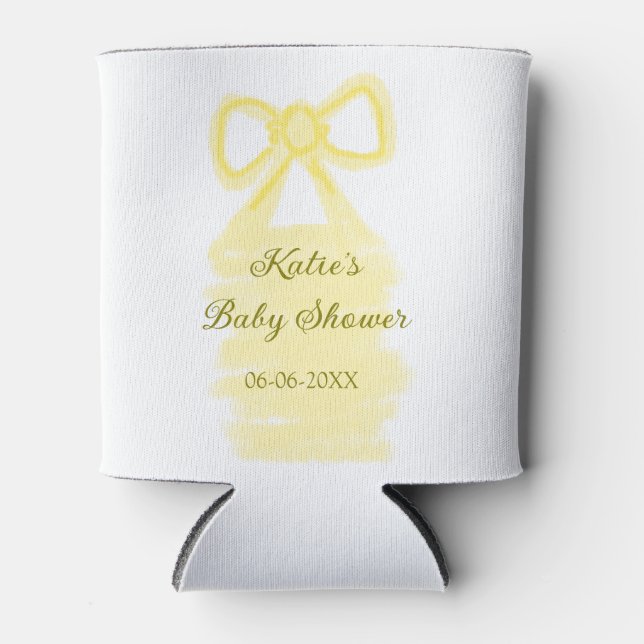 Rafraîchisseur Pour Canette Baby shower jaune arc aquarelle élégant moderne (Devant)