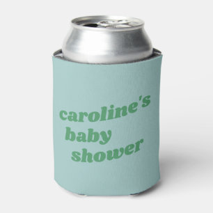 Rafraîchisseur Pour Canette Baby shower moderne bleu vert rétro personnalisé