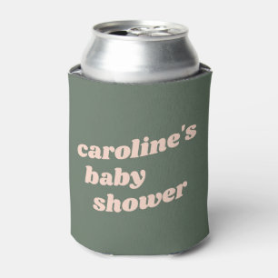 Rafraîchisseur Pour Canette Baby shower moderne moderne vert rose rétro