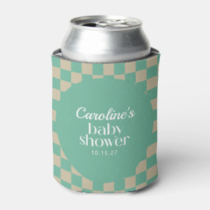 Rafraîchisseur Pour Canette Baby shower personnalisé Retro Checkerboard Mint S