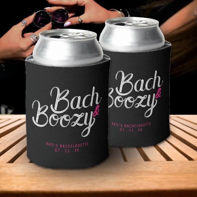 Rafraîchisseur Pour Canette Bach & Bozy Black & Pink Bachelorette Party (Bach & Boozy Black & Pink Bachelorette Party Can Cooler
)