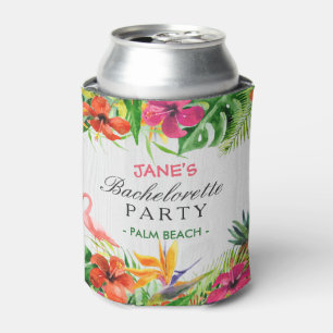 Rafraîchisseur Pour Canette Bachelorette Party Rustique Tropical Flamant rose 