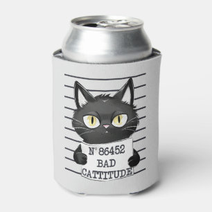Rafraîchisseur Pour Canette Bad Cattitude - Mugshot de chat noir