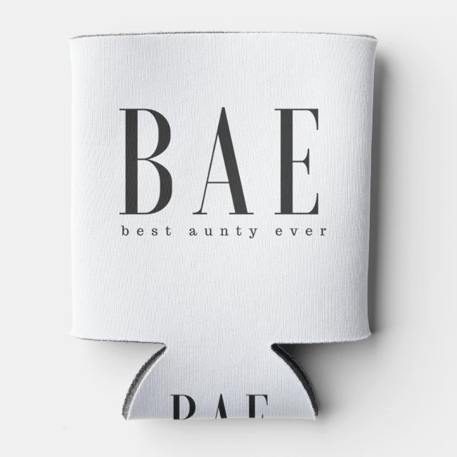 Rafraîchisseur Pour Canette BAE meilleure tante jamais noir blanc logo (Devant)