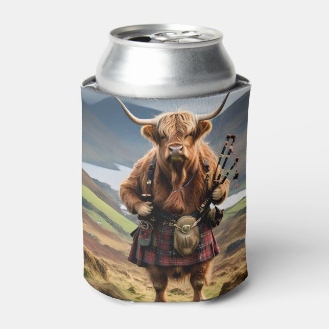 Rafraîchisseur Pour Canette Bagpiper de vache écossaise Highland (Can devant)