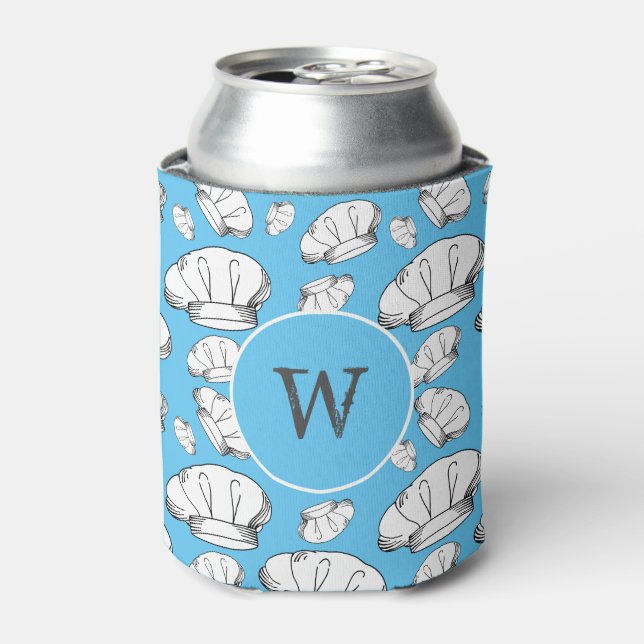 Rafraîchisseur Pour Canette Baker Chef Casquette Motif Bleu Monogrammé (Can devant)