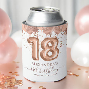 Rafraîchisseur Pour Canette Ballons d'or rose 18ème anniversaire