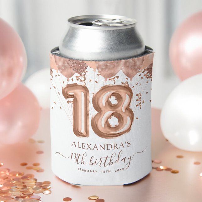Rafraîchisseur Pour Canette Ballons d'or rose 18ème anniversaire (Créateur téléchargé)
