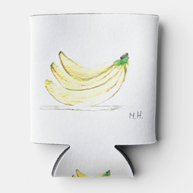 Rafraîchisseur Pour Canette Bananes fruits aquarelle banane tropicale nourritu (Devant)