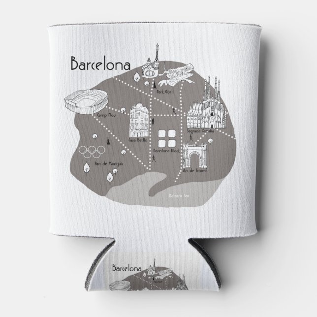 Rafraîchisseur Pour Canette Barcelona Poster gris (Devant)