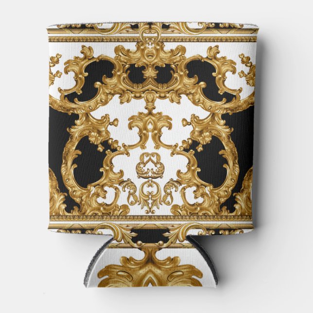 Rafraîchisseur Pour Canette Baroque d'or : Design ornemental opulent. (Devant)