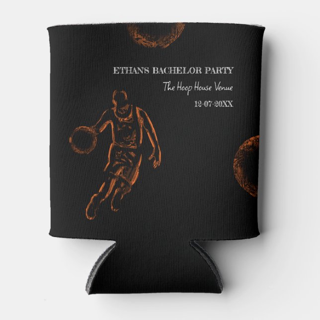 Rafraîchisseur Pour Canette Basketball anniversaire / fête de célibataire Blac (Devant)