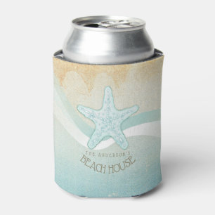 Rafraîchisseur Pour Canette Beach House Nautical Starfish Aqua Blue ID623