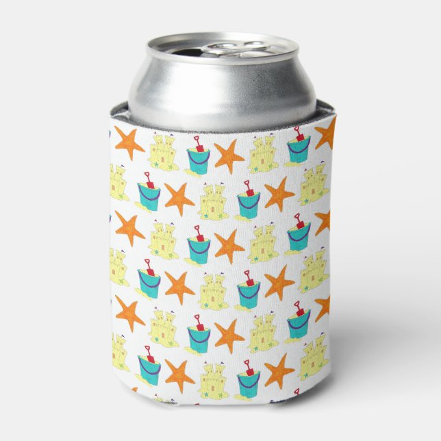 Rafraîchisseur Pour Canette Beach Party Sandcastle Starfish Sand Bucket (Can devant)