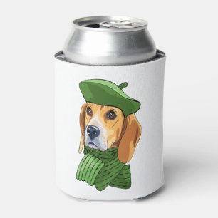 Rafraîchisseur Pour Canette Beagle de chien en vert béret français