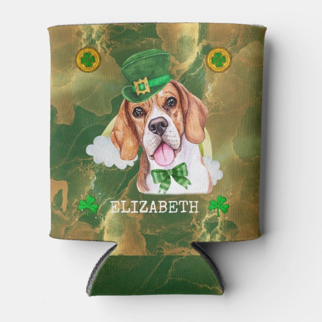 Rafraîchisseur Pour Canette Beagle sur mesure Gold St. Patricks (Devant)