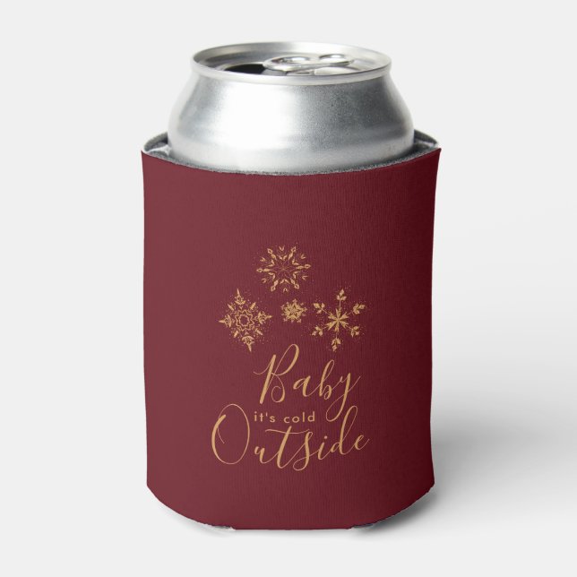 Rafraîchisseur Pour Canette Bébé c'est froid dehors Golden Snowflakes (Can devant)