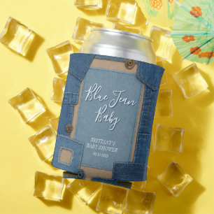 Rafraîchisseur Pour Canette Bébé en Jean Bleu Baby Shower