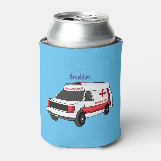 Rafraîchisseur Pour Canette Belle ambulance rouge caricature van (Can devant)