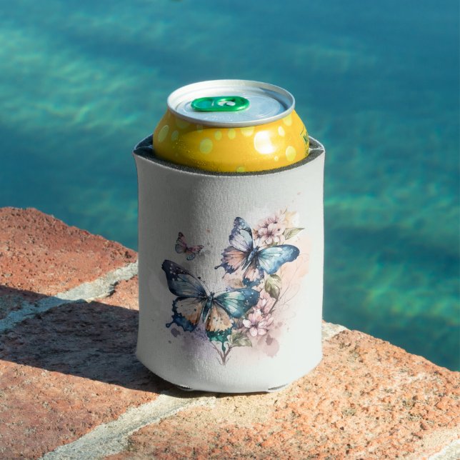 Rafraîchisseur Pour Canette Belles papillons et fleurs (Piscine in situ)