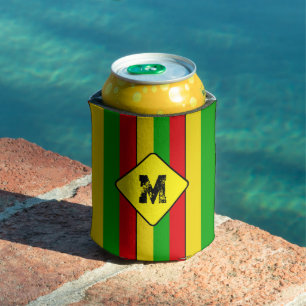 Rafraîchisseur Pour Canette Bière Monogramme rayée couleur rasta