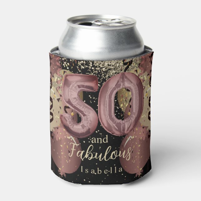 Rafraîchisseur Pour Canette Black and Rose Gold Parties scintillant 50e annive (Can devant)