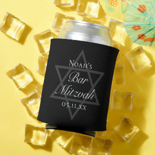 Rafraîchisseur Pour Canette Black Bar Mitzvah Star de David Custom Party