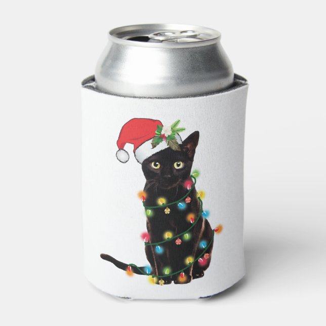 Rafraîchisseur Pour Canette Black Santa Cat Tangled Up (Can devant)