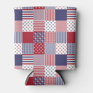 Rafraîchisseur Pour Canette Blanc de patchwork americana des Etats-Unis et
