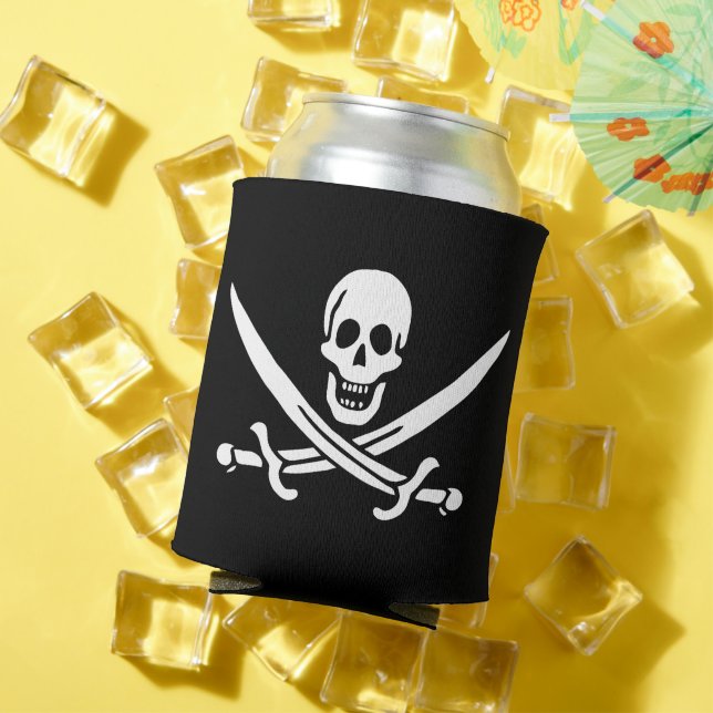 Rafraîchisseur Pour Canette Blanc, Drapeau Pirate Calico Jack, Crâne & Cutlass (Été in situ)