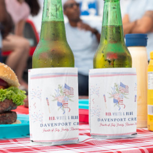 Rafraîchisseur Pour Canette Blanc rouge et bleu   4 juillet Réunion