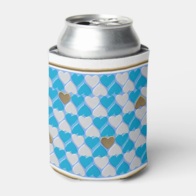 Rafraîchisseur Pour Canette Bleu, blanc motif bavarois. (Can devant)