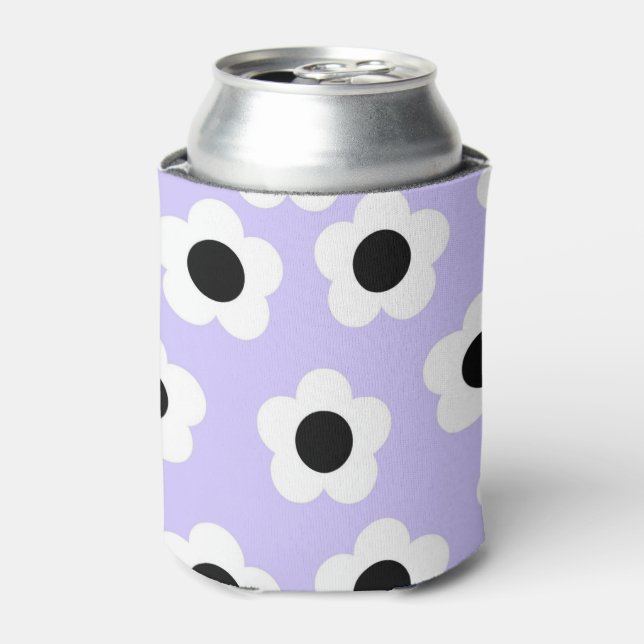 Rafraîchisseur Pour Canette Bleu Blanc Noir Floral Élégant Fleur Tropicale (Can devant)