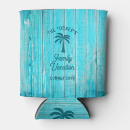 Rafraîchisseur Pour Canette Bleu Planches Tropical Palm Tree Vacances d'été