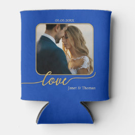 Rafraîchisseur Pour Canette Blue Gold Photo Mariage Can Cooler