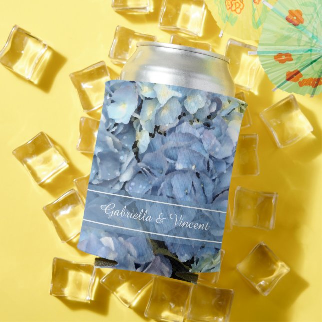 Rafraîchisseur Pour Canette Blue Hydrangea Floral Wedding Favor (Été in situ)