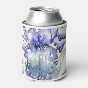 Rafraîchisseur Pour Canette Blue Iris Art floral Aquarelle Art
