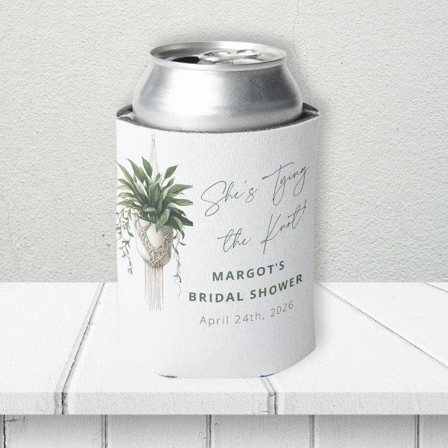 Rafraîchisseur Pour Canette Boho Chic Botanique "Cravate le noeud" Fête des ma (Cheers to tying the knot! Celebrate with this chic bridal shower can cooler, perfect for the party!)