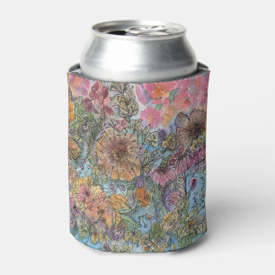 Rafraîchisseur Pour Canette Boho Chic Flower Garden aquarelle peinture