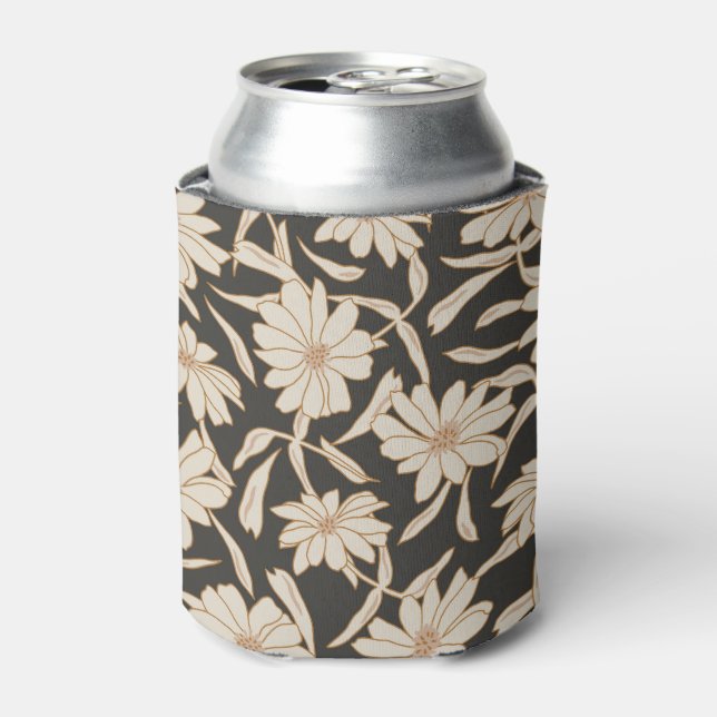 Rafraîchisseur Pour Canette Boho Mariage botanique moderne noir ivoire (Can devant)