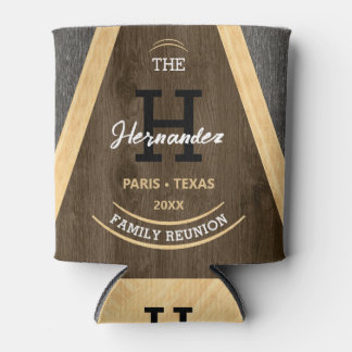 Rafraîchisseur Pour Canette Bois rustique Monogramme Réunion familiale Brown