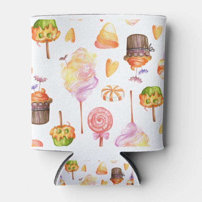Rafraîchisseur Pour Canette Bonbons d'Halloween sans couture motif (Devant)