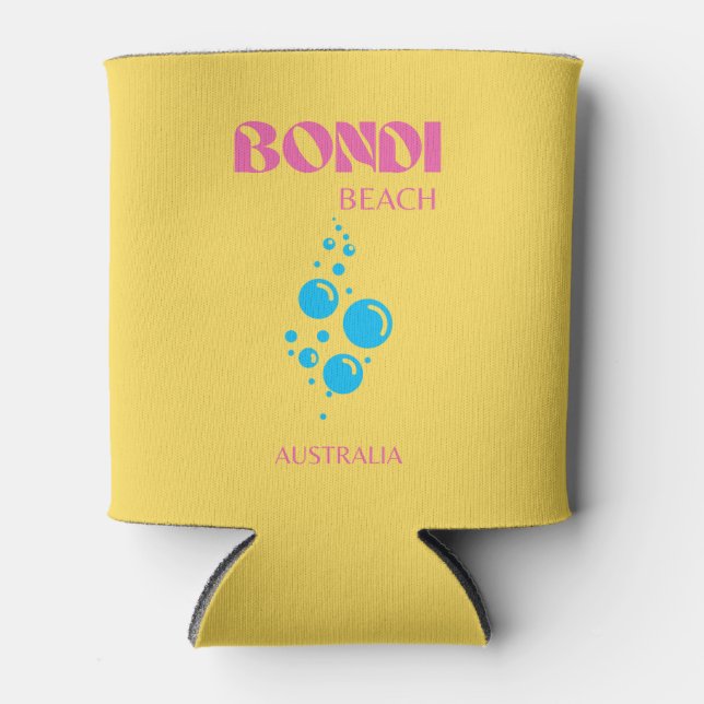 Rafraîchisseur Pour Canette Bondi Beach, Travel Art, Preppy, Jaune, Rose (Devant)