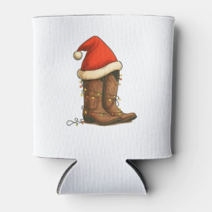 Rafraîchisseur Pour Canette Botte Cowboy Noël Occidental Santa Hat