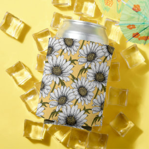 Rafraîchisseur Pour Canette Bouches blanches, fleurs sauvages sur jaune