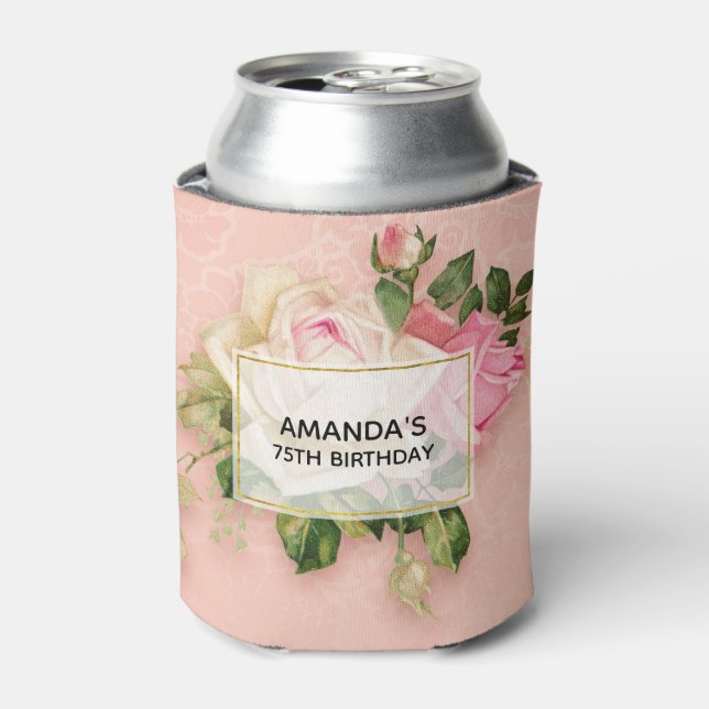Rafraîchisseur Pour Canette Bouquet Rose & Rose Blanc Rose Bouquet Anniversair (Can devant)