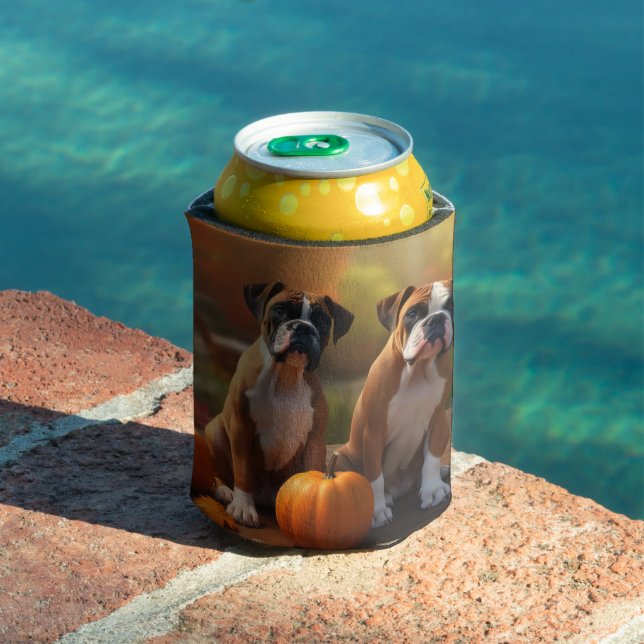 Rafraîchisseur Pour Canette Boxer Chiot Automne Citrouille de plaisir (Piscine in situ)